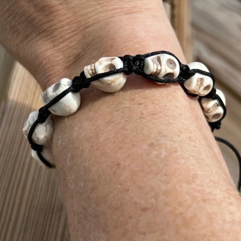 - Mexican Skull Orange Macrame Bracelet! NEW!